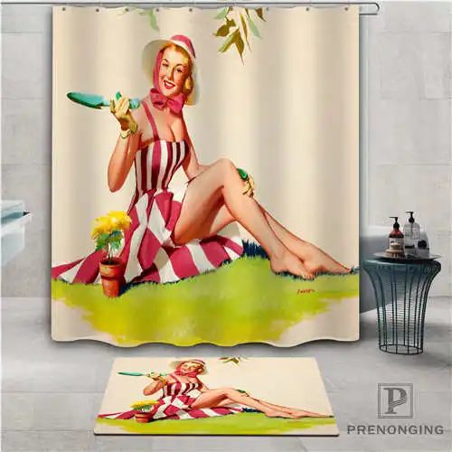 На заказ pin up girl (1) Водонепроницаемая занавеска для душа коврик дома ванной