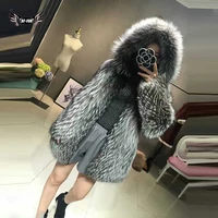 real fox fur coat womens winter top grade natrual fur silver fox thick warm fashion styles female silm genuine fur jacket warm