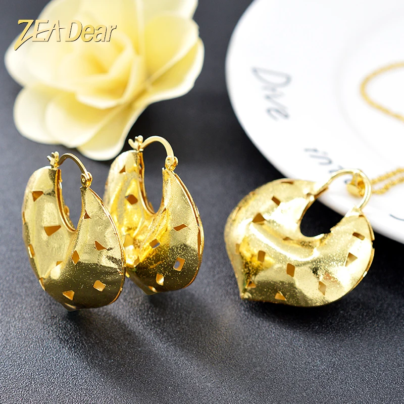 

ZEA Dear Jewelry Romantic Heart Jewelry Set For Women Necklace Earrings Pendant Fashion Jewelry For Wedding Big Jewelry Findings