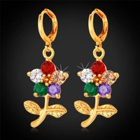 flower earrings fashion jewelry for women wholesale yellow gold color aaa cubic zriconia drop earrings e1120