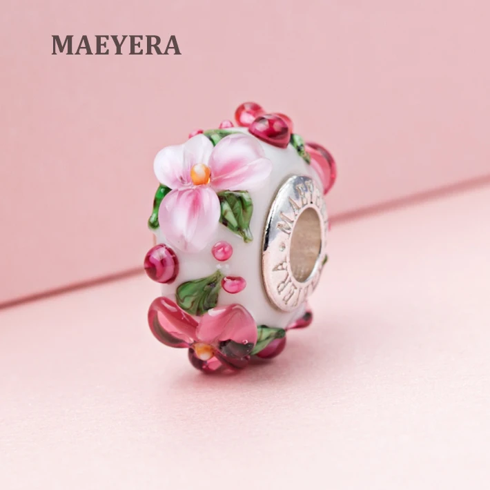 MAEYERA подлинное 925 пробы серебро розовый цветок стерео лепестки из муранского