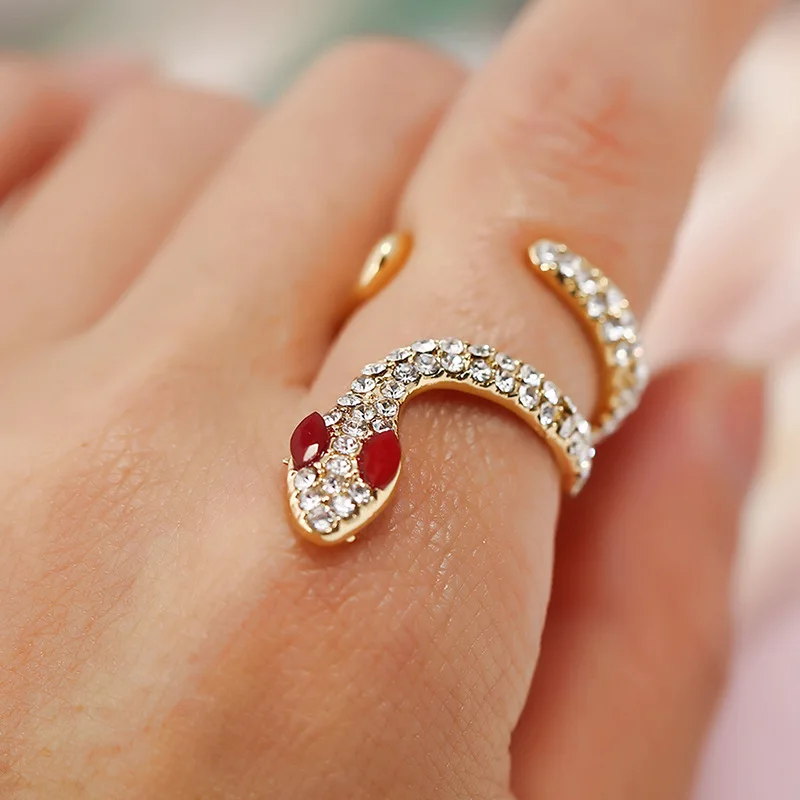 Горный хрусталь змея кольца для Для Женщин Животного броня кольцо Анель Feminino