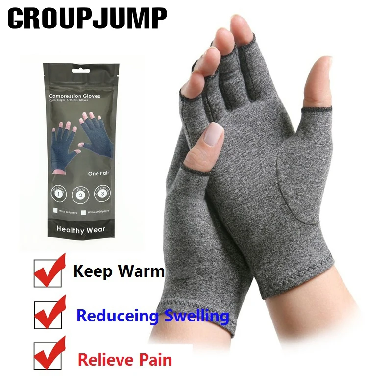 GROUPJUMP новые модные теплые перчатки без пальцев для снятия боли отек Твердые перчатки унисекс для мужчин женские вязаные рукавицы