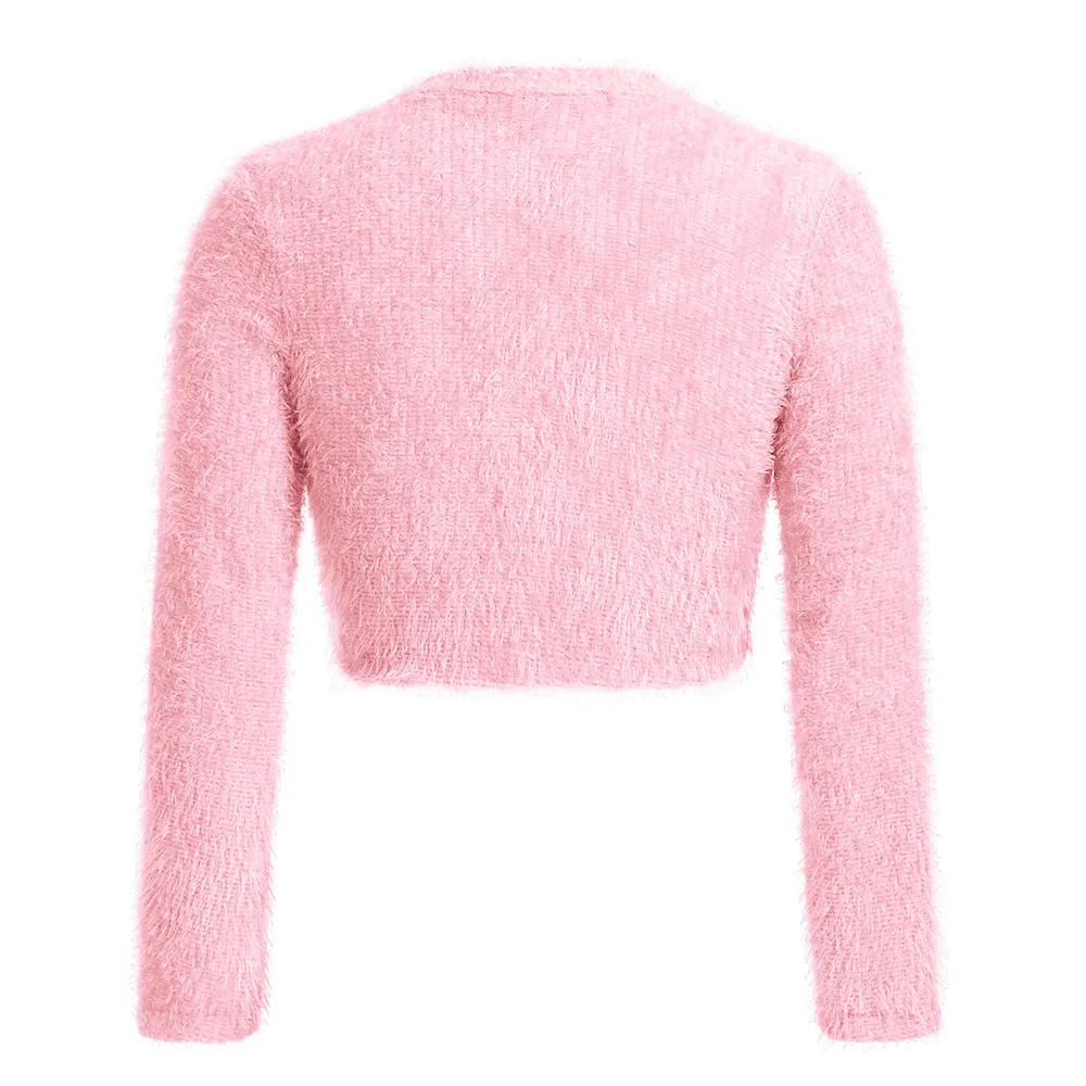 Womail Women's Sweaters Solid V Neck Long Sleeve Sweater Casual Furry Crop Popular Women Tops ladies clothes 708#3 |