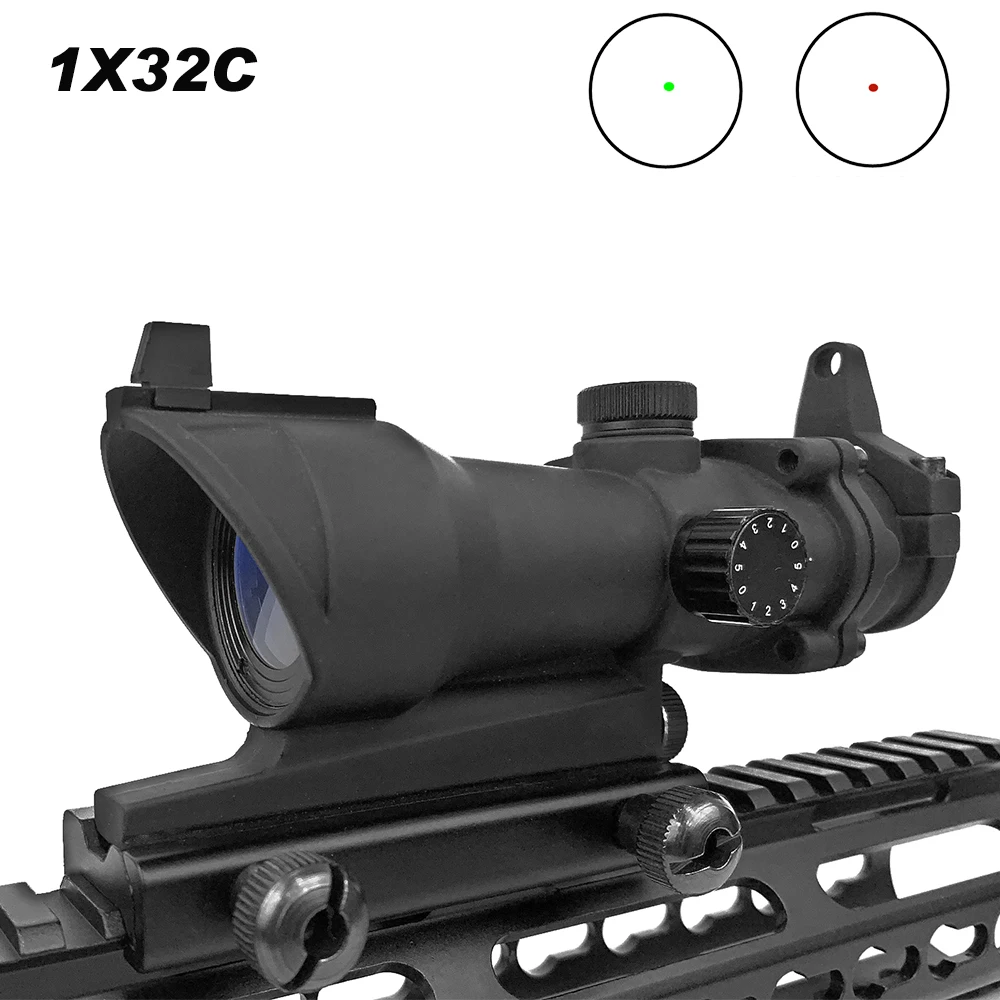 Охотничий прицел Тактический ACOG 1X32 Red Dot прицел оптический рефлекс прицел с 20 мм Пикатинни для винтовки M4 M16 страйкбол