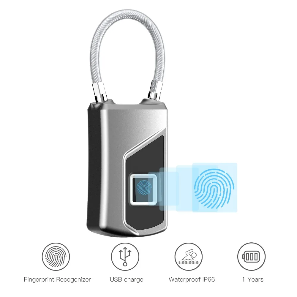 Anytek USB Перезаряжаемый смарт-замок без ключа с отпечатком пальца IP65 Водонепроницаемый Противоугонный замок для безопасности двери чехол для багажа Замок