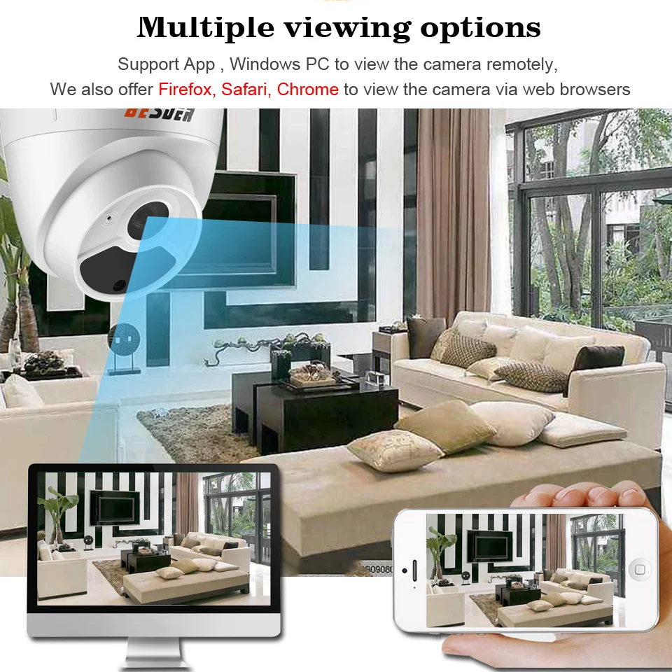 Besder аудио Беспроводная ip-камера FULL HD 1080P 960P 720P широкий угол 2,8 мм Внутренняя купольная видеокамера IP ONVIF RTSP Обнаружение движения