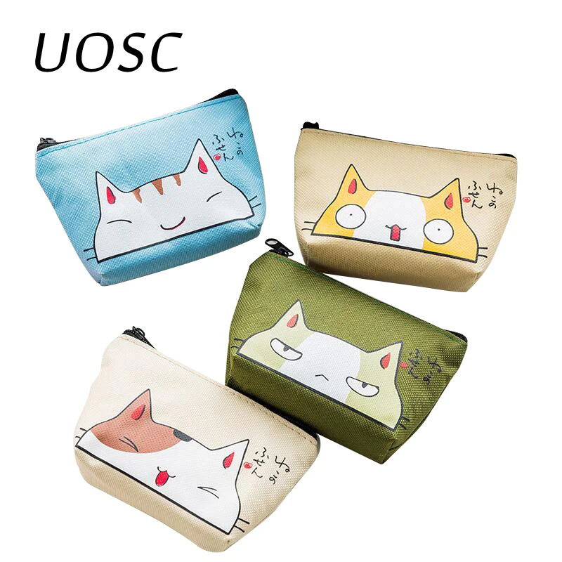 UOSC Cat Кошельки для монет женские кошельки маленькие милые Мультяшные животные держатель для карт сумка для ключей Сумки для денег для девочек дамские сумочки для детей