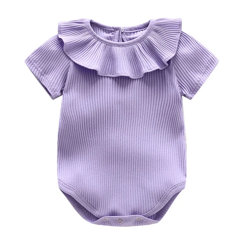 Летняя детская одежда милое детское боди для маленьких девочек однотонное с