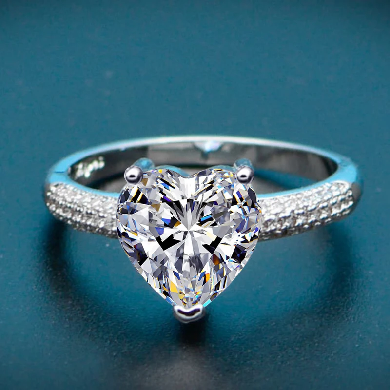 Классическое Обручальное кольцо для женщин Белый AAA фианит кристалл сердце