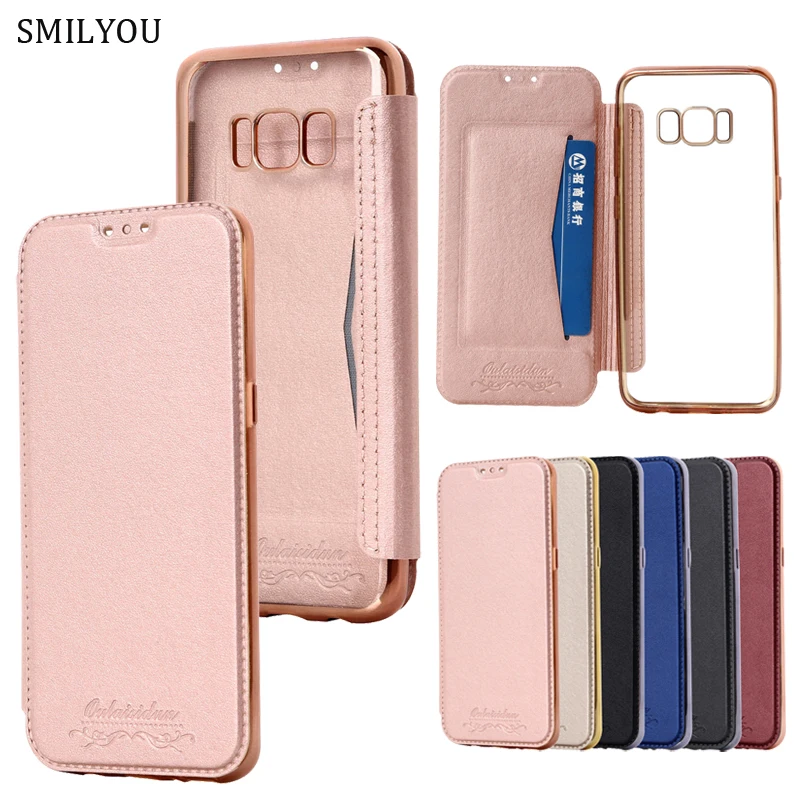 SMILYOU Crystal Clear покрытие Смарт флип чехол для телефона samsung Galaxy S9 S8 плюс Чехол S7 S6 края
