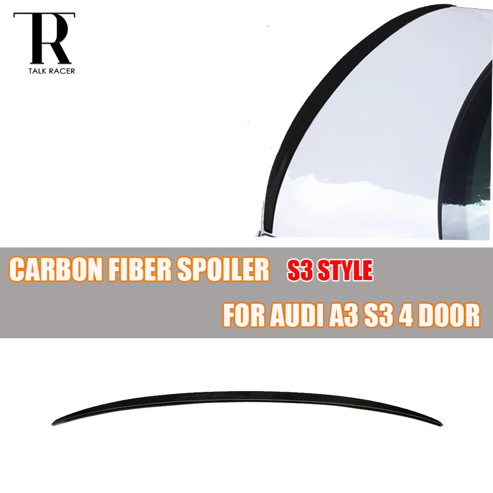

A3 S3 Carbon Fiber Rear Trunk Spoiler for Audi A3 S3 Sedan 4 Door Only 2014 2015 2016 Auto Racing Car Styling Lip Wing S3 Style