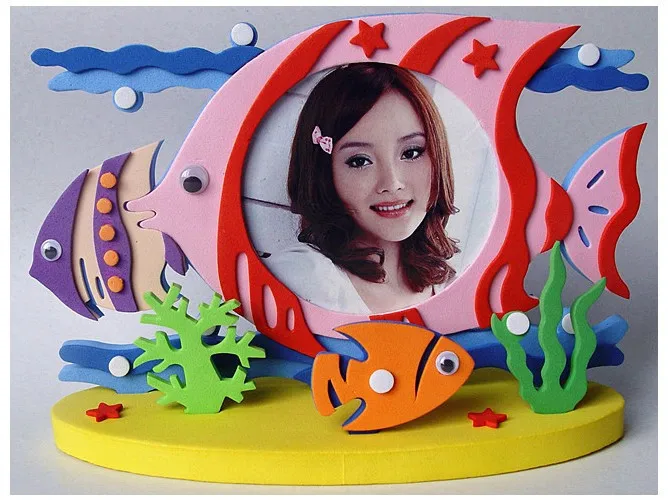 Happyxuan Дети DIY eva фоторамка наборы для ремесла дошкольного ребенка творческие обучающие игрушки для детей сова динозавр рыба