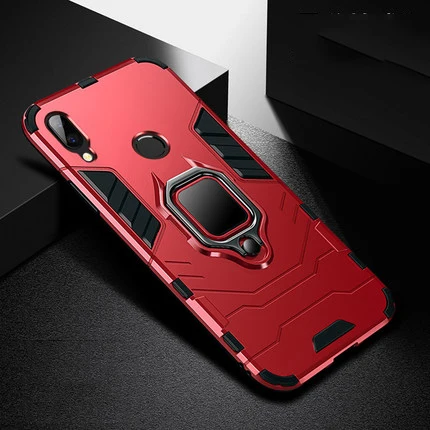 Red Противоударный армированный чехол для телефона Xiaomi Redmi 7 с автомобильным держателем, мягкий ТПУ+ PC задняя крышка, аксессуары на Xiomi Redmi7 Pro Fundas - Цвет: Red
