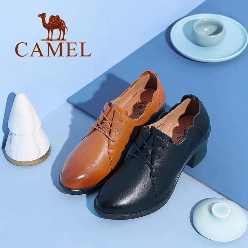 CAMEL/Женская обувь из натуральной кожи на шнуровке женские туфли-лодочки толстом