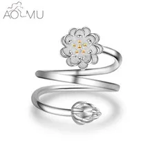 AOMU новые модные ювелирные изделия серебряный цвет цветок Форма Открытие Кольца для детей девочек подарок на день рождения ювелирные изделия регулируемые