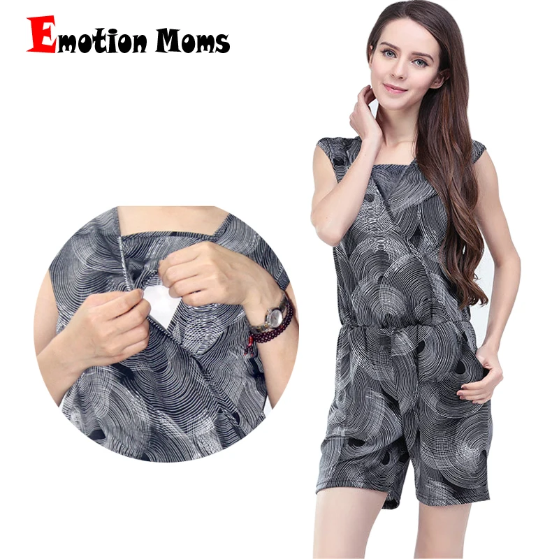 Emotion Moms Maternity Clothes Lactation Clothing Breastfeeding Clothes for Pregnant Women Short Maternity Jumpsuits Rompers