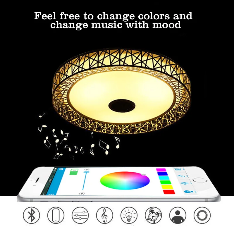 Современный потолочный светильник s RGB с регулируемой яркостью 36 Вт 40 приложение