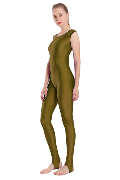 Коричневый AOYLISEY женский черный танк Unitard с StirrupLycra комбинезон из спандекса для женщин балетная танцевальная одежда боди костюм для тренировки - Цвет: Коричневый