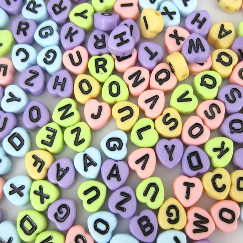 Бусины микс в форме сердца буквы алфавит акриловые бусины для изготовления