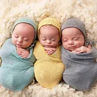2018 реквизит для фотосъемки новорожденных растягивающийся однотонный детский реквизит для фотосессии кровать обертывание Bebe костюмы с шалью для девочек одеяло для младенцев спальный мешок мягкий