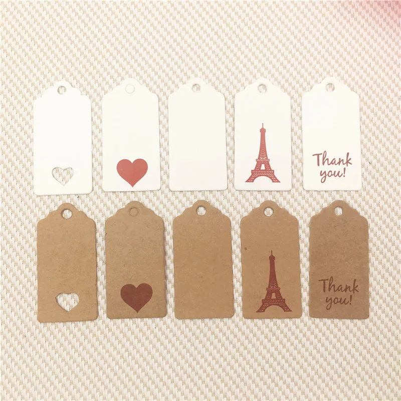 4x2 см 100 шт зубчатые арки прямоугольной формы крафт бумаги Висячие бирки красные