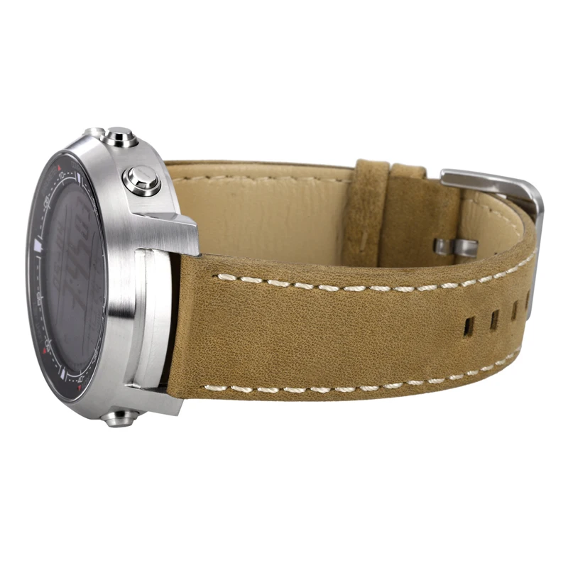 ODM мужская спорт Цифровые часы Часы С Натуральной Кожи Группа Работает Компас