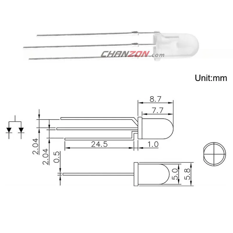 Светодиодный диодный светильник 100 шт. 5 мм два цвета синий и красный общий катод