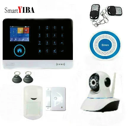 SmartYIBA приложение Wifi+ 3g Система охранной сетевой сигнализации камера наблюдения детектор движения Беспроводная синяя сирена Alarmes наборы Opiton - Цвет: YB104111