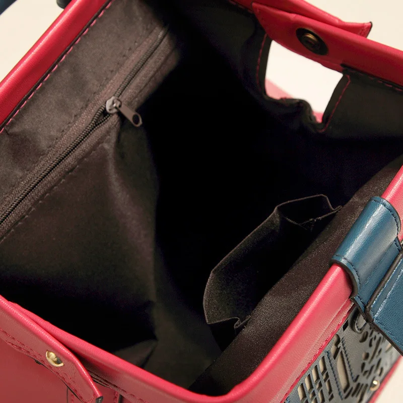 [ New ] The new hollow shoulder bag color suture retro pony Doctor Bag | Багаж и сумки