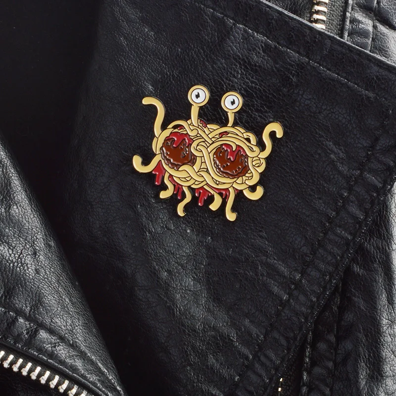 

FSM flying spaghetti monster Anime Decal Brooches Backpack pins Badges Hard enamel lapel pin Hat Bag Jeans Pins