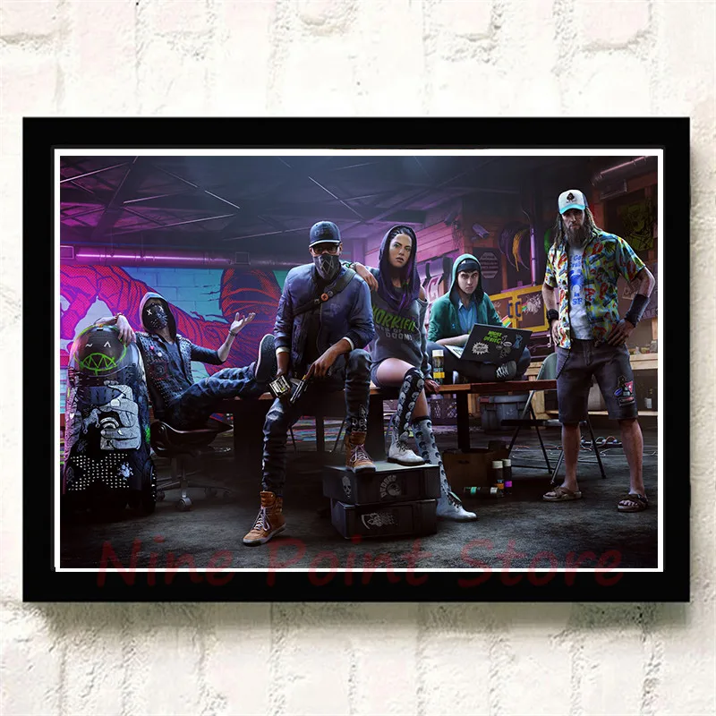 Watch Dogs бумажные плакаты с покрытием, игра, домашний интерьер, украшение, рисунок, ядро, наклейки на стену, бескаркасные - Цвет: Темно-серый