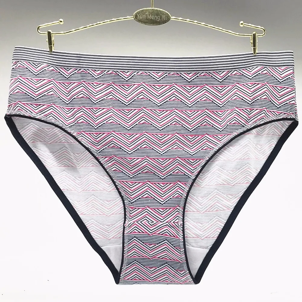 Комплект женского нижнего белья из хлопка в полоску с высокой посадкой|Женские