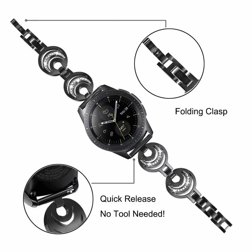 Браслет из нержавеющей стали с бриллиантами для часов Samsung Gear S3 S2 Sport Frontier Classic Galaxy