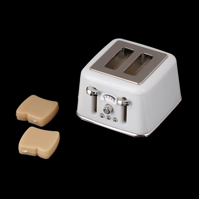 

1/12 Scale Dollhouse Bread Machine With Toast Miniature Dollhouse Mini Accessories Cute Decorations Toaster