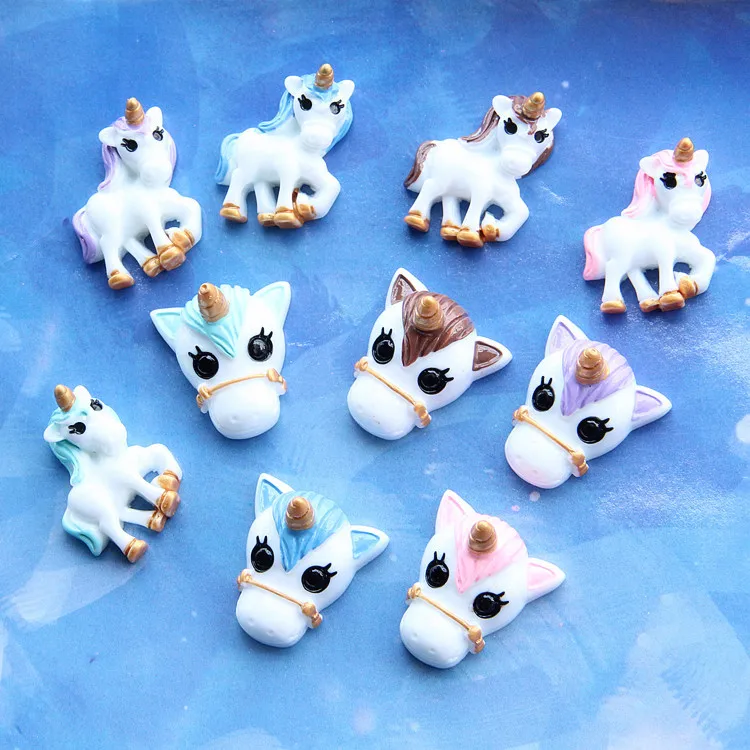 

10Pcs/lot Kawaii Unicorn Pony Flat back Resin Cabochon Flatbacks DIY Embellishment for Scrapbooking Phone Case Decoration