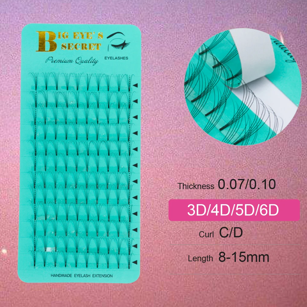 

Накладные ресницы Big eye's secret 3D, 4D, 5D, 6D, с коротким стержнем, для объемного наращивания