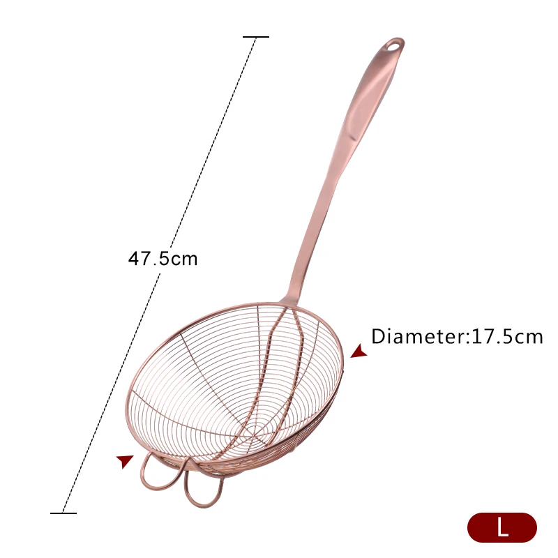 RoseGold-L-1 Pcs 1 шт. сетчатый фильтр горячий горшок шумовка фильтр овальная мелкая сетка пищевое масло ковш-сито нержавеющая сталь кухонная утварь - Цвет: RoseGold-L-1 Pcs