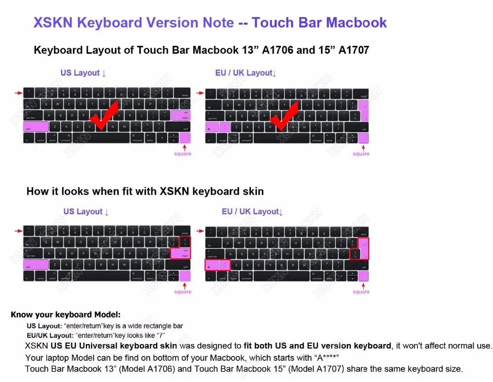 XSKN для PreSonus Studio One клавиатура кожа для MacBook Pro 13 15 A1706 A1707 A1989 A1990 с сенсорной панелью(сенсорная панель наклейка подарок