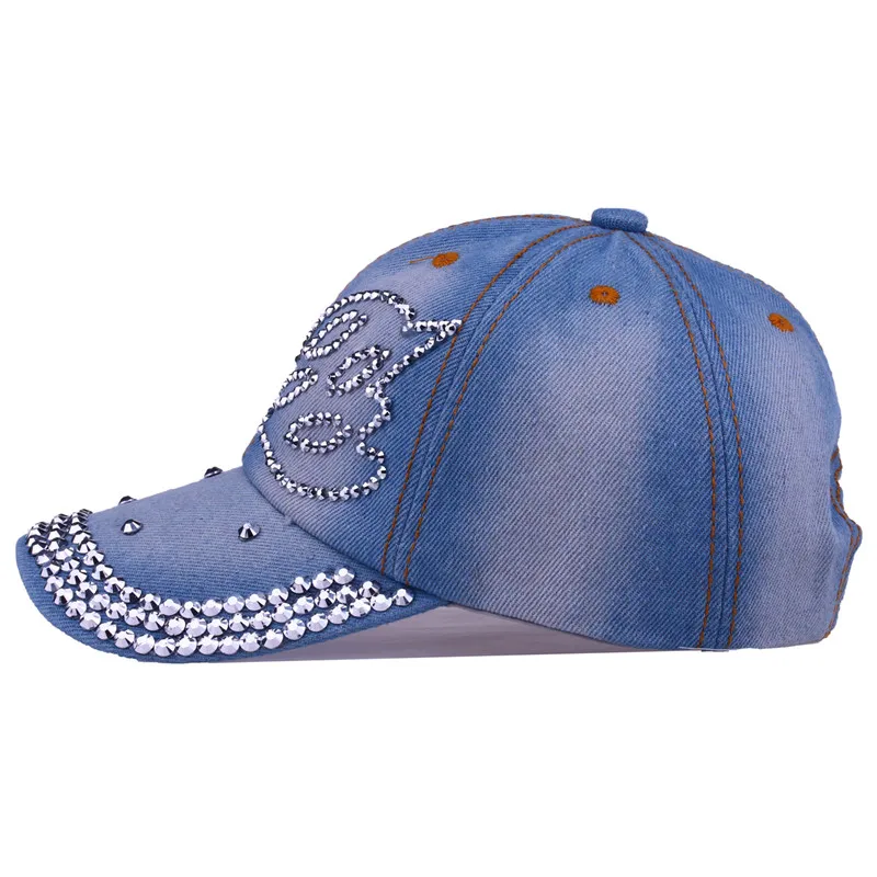 Cruoxibb 2017 Новая мода Кепки Обувь для девочек Бейсбол Дизайн бабочка Блёстки деним