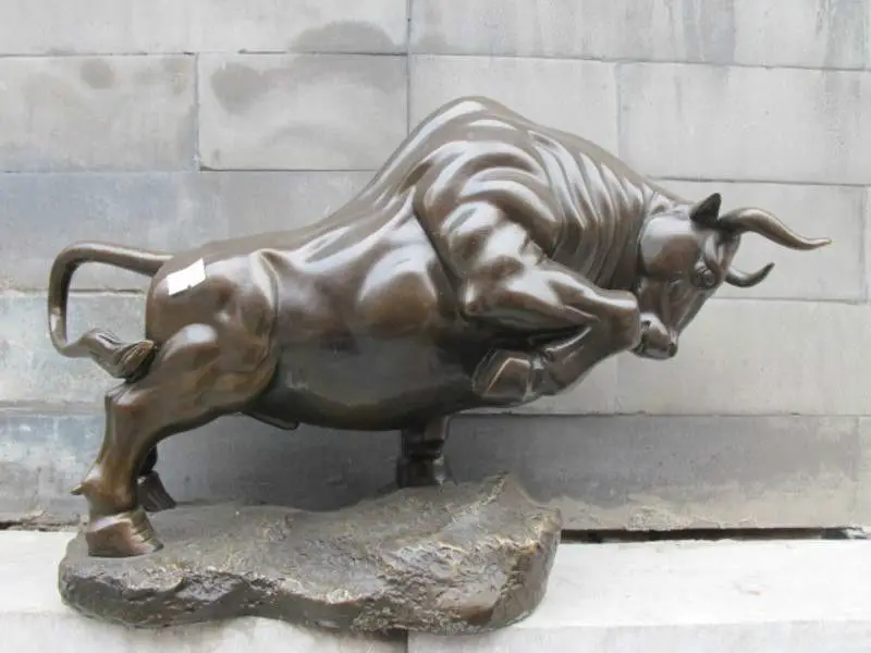 Chinese Pure Bronze statue Classic Wall Street GOOD LUCK OX Art Sculpture | Дом и сад
