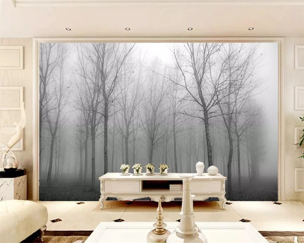 Beibehang Custom wallpaper fog in the forest European home decoration TV background wall living room bedroom murals 3d Wallpaper