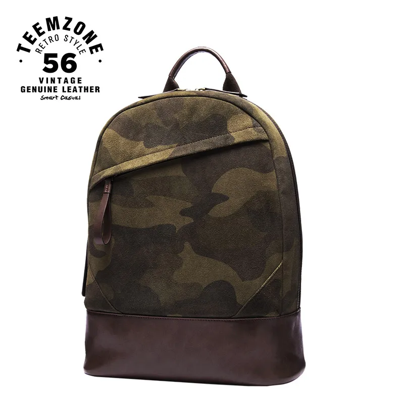 Мужской камуфляжный рюкзак из натуральной кожи с молнией|backpack genuine leather|backpack