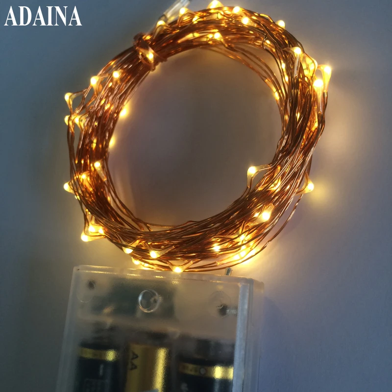 3/5/10 м светодиодная гирлянда с батарейным питанием медная проволочная лампы для