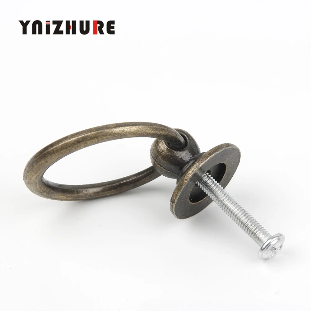 10 шт. Винтаж бронза ручка шкафа/цинковый сплав ящика кольцо оборудования для