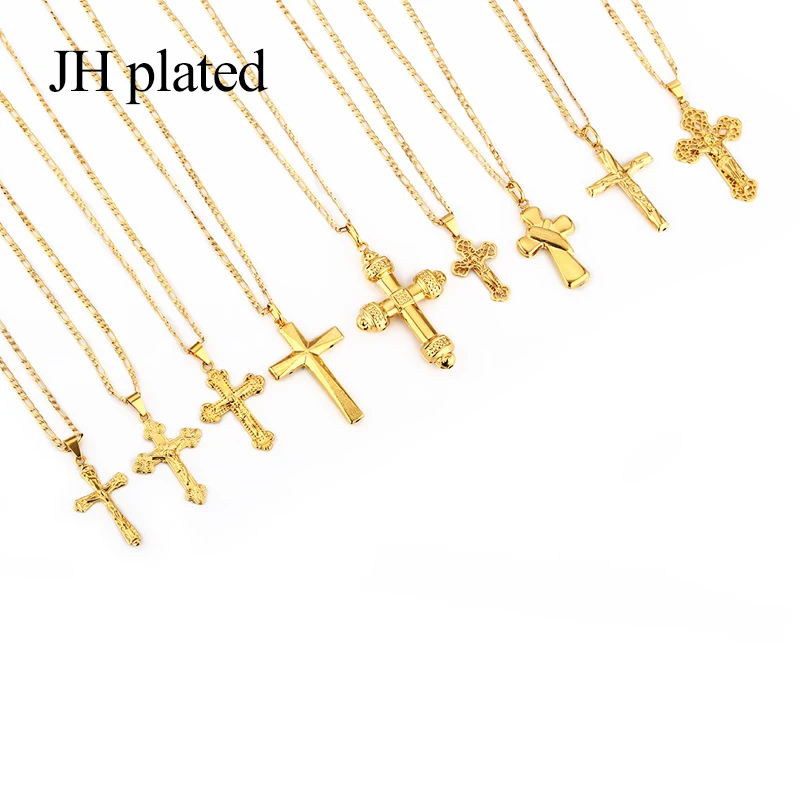 JHplated 2019 новые модные ювелирные изделия золотой цвет распятия Иисуса религиозный