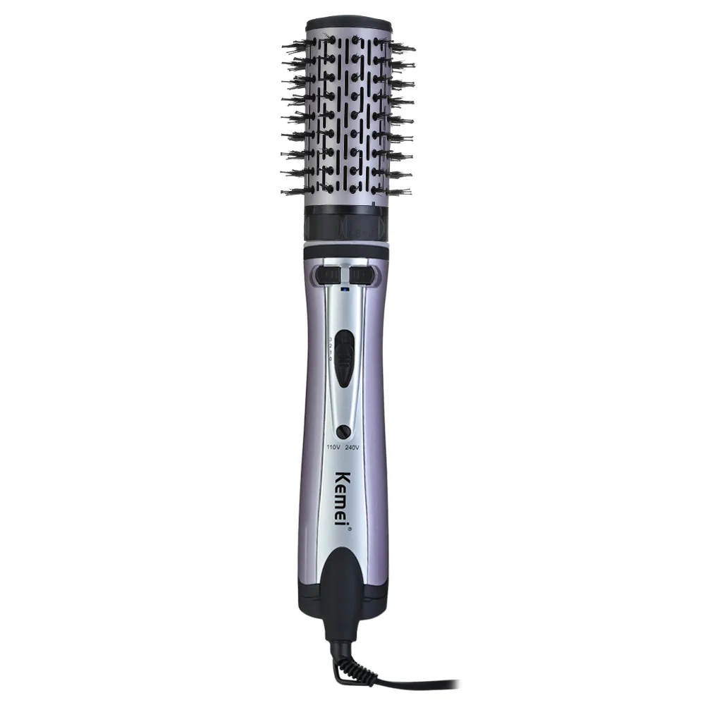 Kemei км-8020 щипцы для завивки волос 2 в 1 фен горячей кисти вращающихся бигуди Фен