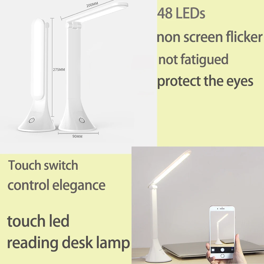 Manicure Night vision lamp Foldable Dimmable Rotatable Eye Care LED Touch-Sensitive Controller USB Charging Port nail tool | Красота и