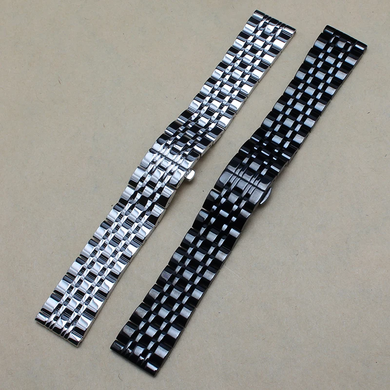

14mm 16mm 18mm 20mm 22mm 24mm Watchband Straps Bracelet Silver Black men Ladys Watches Accessories Polished Solid link stainless