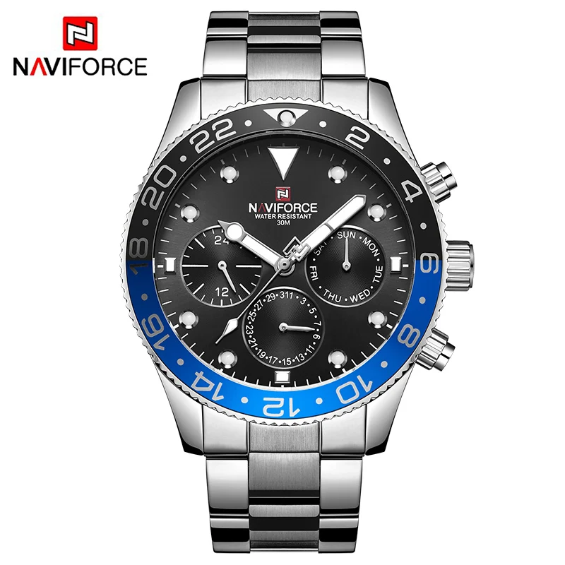 Мужские часы Топ люксовый бренд NAVIFORCE модные спортивные водонепроницаемые 24 часа